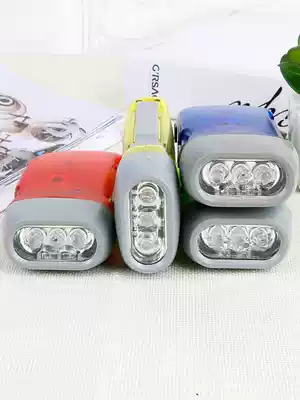 Hand holding power generation small flashlight hand pinch flashlight hand crank power generation light three lights LED light transparent hand pressure flashlight