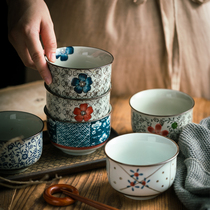 Japanese ceramic bowl tableware set Creative retro household rice bowl Single eating bowl Noodle bowl Small bowl