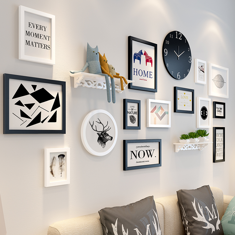 Photo wall decoration self-adhesive punch-free hanging photo frame creative wall combination set room photo wall decoration