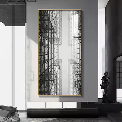 Black and white modern simple abstract porch painting corridor aisle space Wall painting art painting household vertical architectural mural