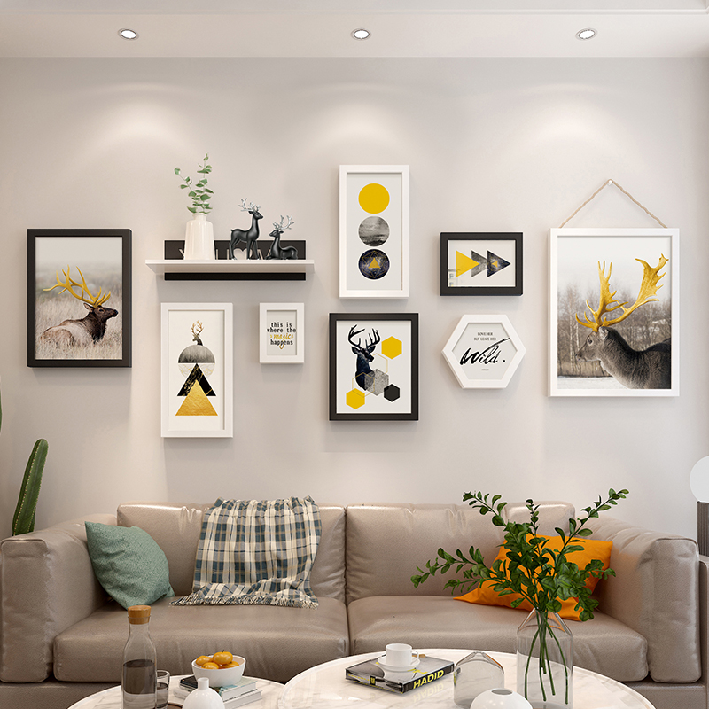 Nordic photo wall decoration living room photo frame hanging wall combined creative network red room arranged sofa background wall photo