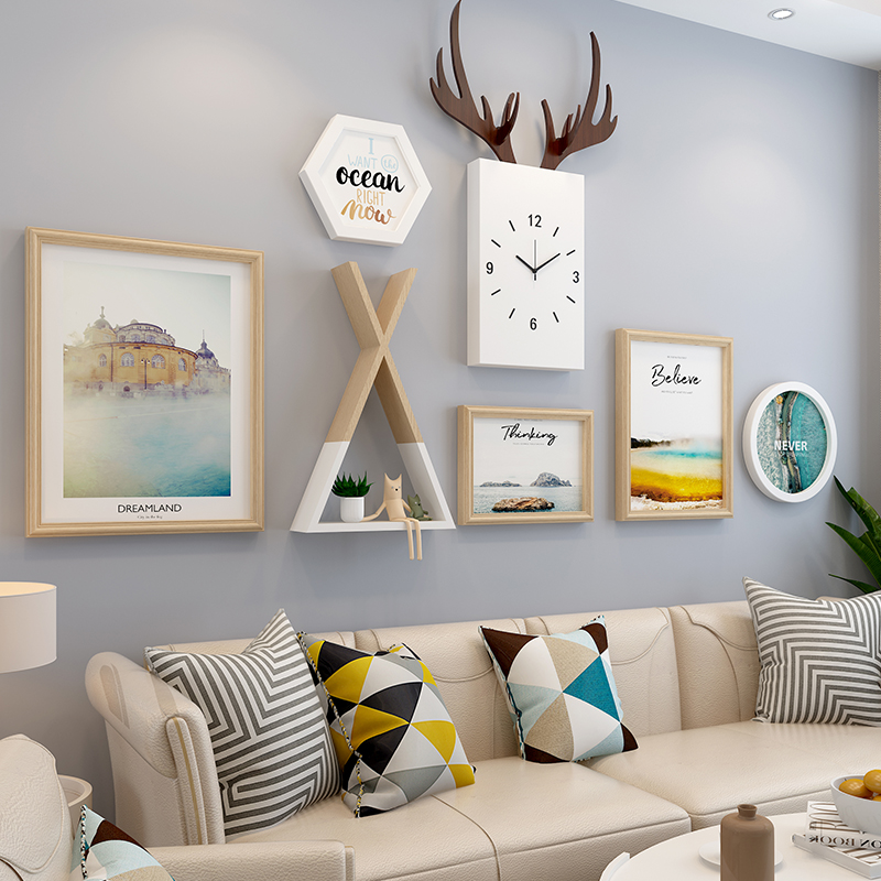 Nordic Style Living Room Restaurant Decorated Painting Sofa Background Wall Painting Modern Limited Painting Wall Painting Combination