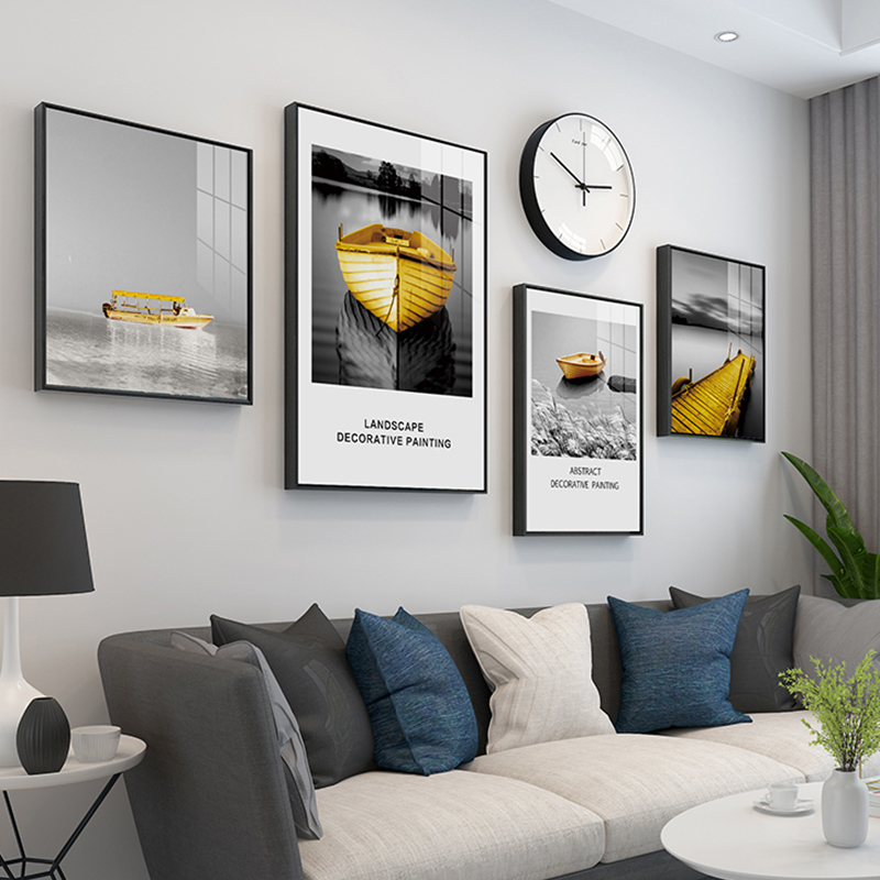 Modern minimalist sofa Background wall Decoration Painting Nordic Light Lavish Living Room Wall Mural Bedroom Landscape Painting Crystal Porcelain Painting