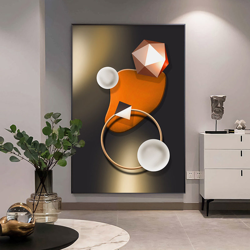 Simply modern sofa background wall decoration painting corridor vertical painting light luxury landing fresco