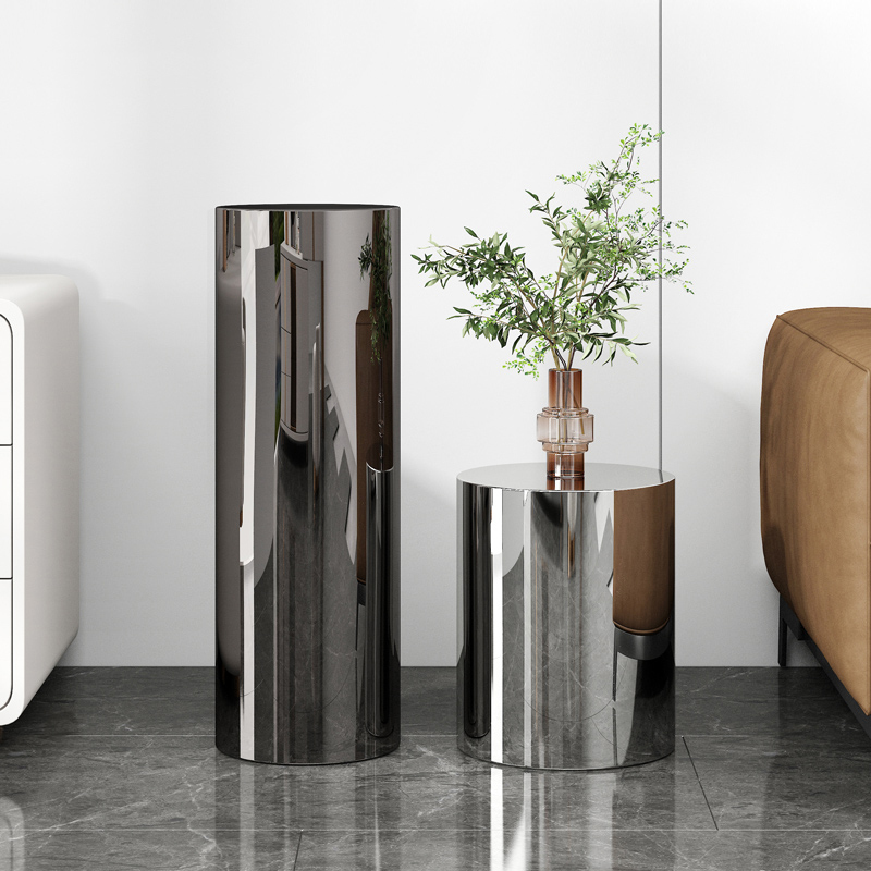 Cylindrical Stainless Steel Base High-End Decorative Piece Light Luxury Large Floor-Standing Ornament Model Home Display Stand Cylindrical Stainless Steel Base High-End Decorative Piece Light Luxury Large Floor-Standing Ornament Model Home Display Stand