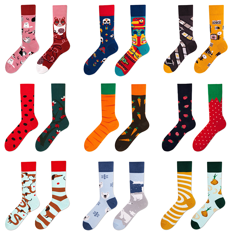 Ssweatshop Asymmetrical Pattern Ab Socks Mid-Calf Socks Spring and Summer Thin Trendy Graffiti Abstract Cute Socks
