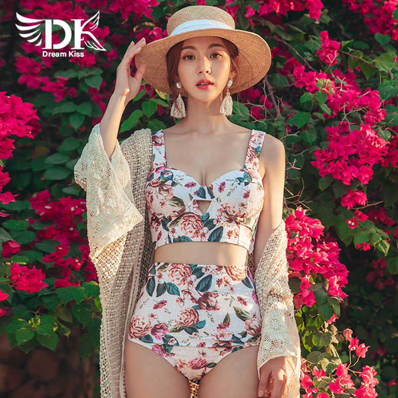 DK Swimsuit 2022 new sexy broken flower net red in swimsuit is slim shade two pieces of bikini