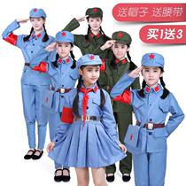 Small Red Military Uniform Performance Suit Childrens Summer Primary School Students Recital for New Years Girls Kindergarten Clothing