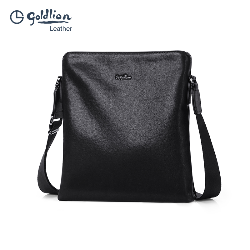 Goldlion men's shoulder bag leather men's bag large capacity leather bag business casual first layer cowhide messenger bag small bag
