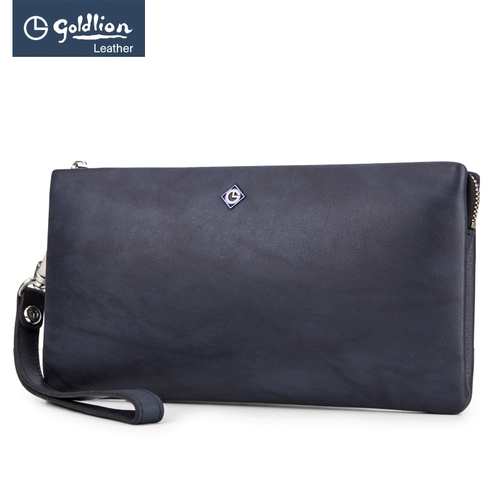 Маленькая сумка клатч, длинный бумажник, цепочка с молнией, кожаная сумка с петлей на руку, из натуральной кожи, длина макси, воловья кожа