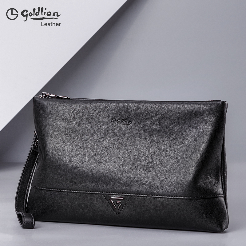 Goldlion clutch men's leather large-capacity new business casual high-end pure cowhide soft leather envelope men's bag
