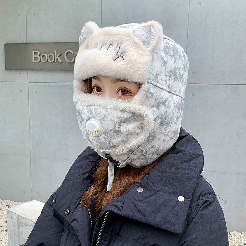 Rosex Tangk Lei Feng Hat woman autumn winter outdoor anti-wind chill and warm plus suede bicycling hat protective ear mask cotton cap