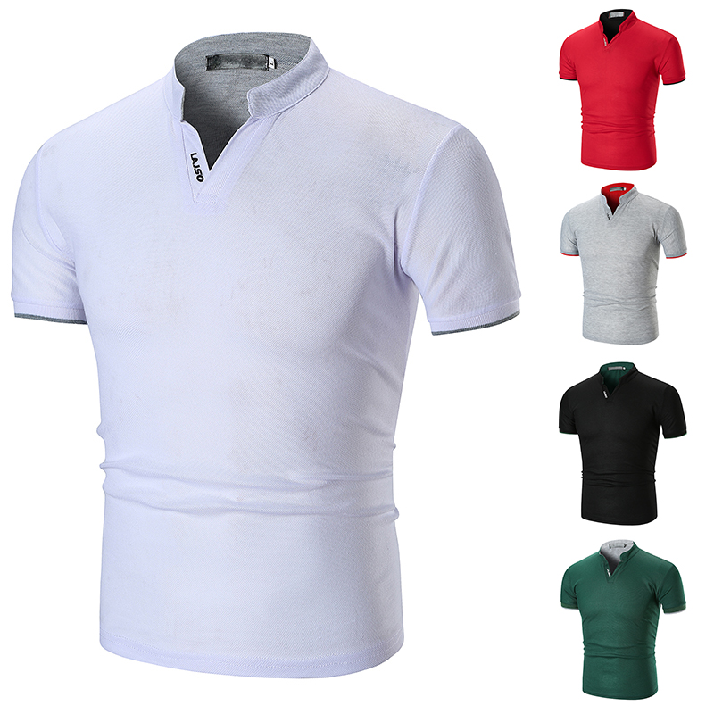 Men's Solid Color Casual V Neck Short Sleeve Regular Fit Men's Tops display picture 5