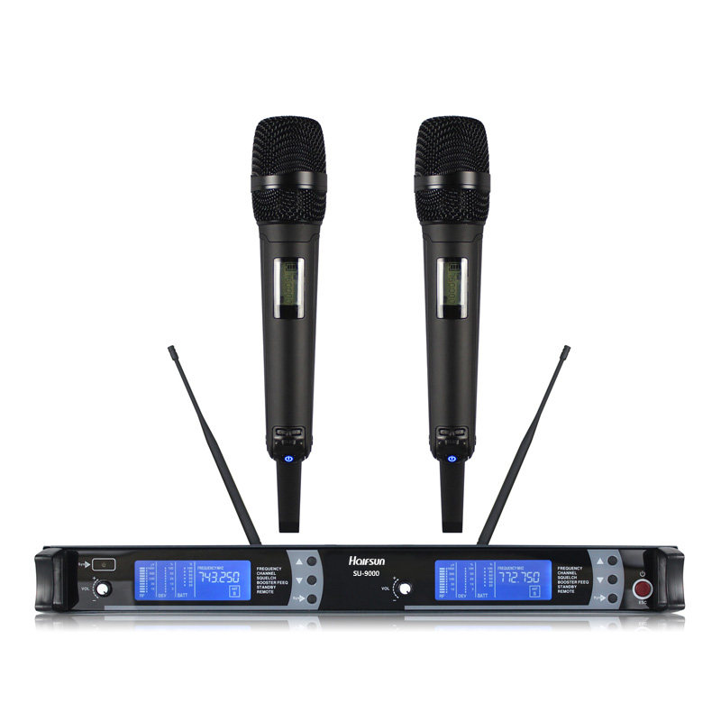 HALFSun Shadow Giant SU-9000 Wireless Microphone One Drag Two U-segment FM Microphone Professional Stage Performance KTV Home Singing Karaoke Special Wedding Headwear Collar K