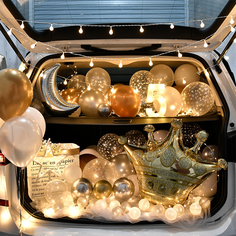 Car trunk Birthday surprise Children decoration Car decoration girl daughter hanging flag female balloon Car car