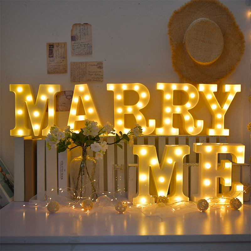 Courgot Wedding Arrangement Creative Supplies Props Scene Arrangement Indoor Package Romantic Room Letter Lamp Decorated Led