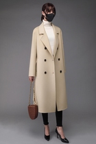 High-end beige double-sided cashmere coat womens long over the knee 2021 spring new suit collar woolen coat