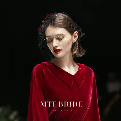 Mantingfang (fog velvet flower) small top hat headdress 2021 new net gauze mask advanced French hairclip hair accessories