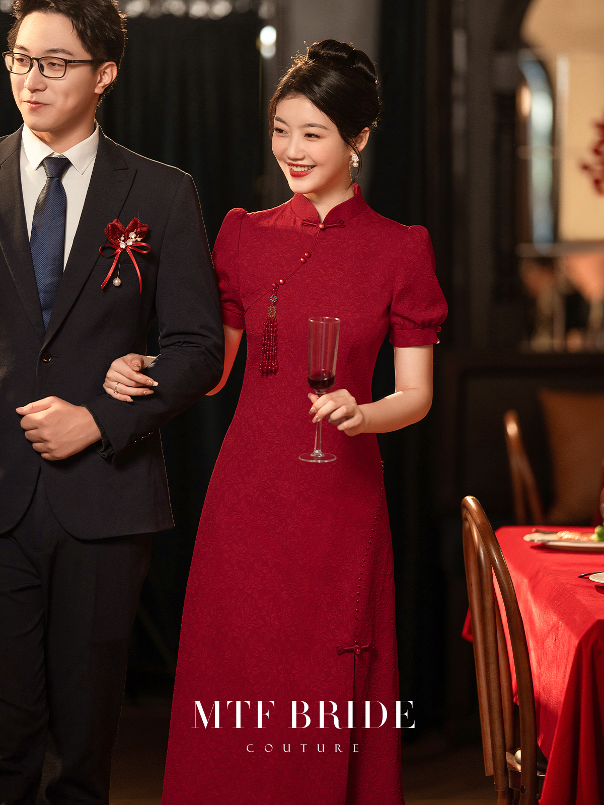 Spring red summer cheongsam, retro wedding dress Spring red summer cheongsam, retro wedding dress