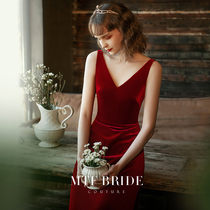 Mantingfang (Pinellia and Wine) toast bride niche high-end summer engagement thank-you banquet red dress