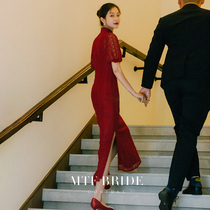 Mantingfang (meaning) improved cheongsam retro 2021 New Bride wedding red female toast summer