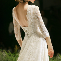 Mantingfang French light wedding dress 2021 new tail (Grace)main temperament V-neck retro Hepburn bride