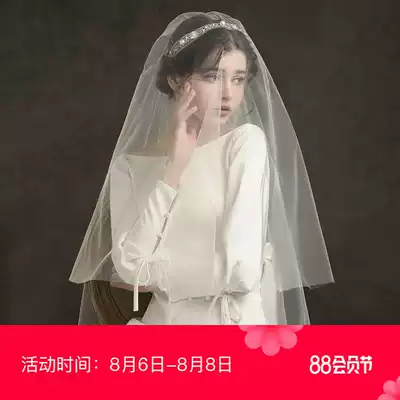 Mantingfang 2021 new veil (frost Luo) with a small comb short long version of the bride wedding travel veil