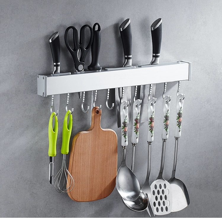 Không gian nhôm bếp đơn giản giữ dao miễn phí đấm hộ gia đình giá treo tường lưỡi công cụ bảng chèn dao giá treo - Phòng bếp