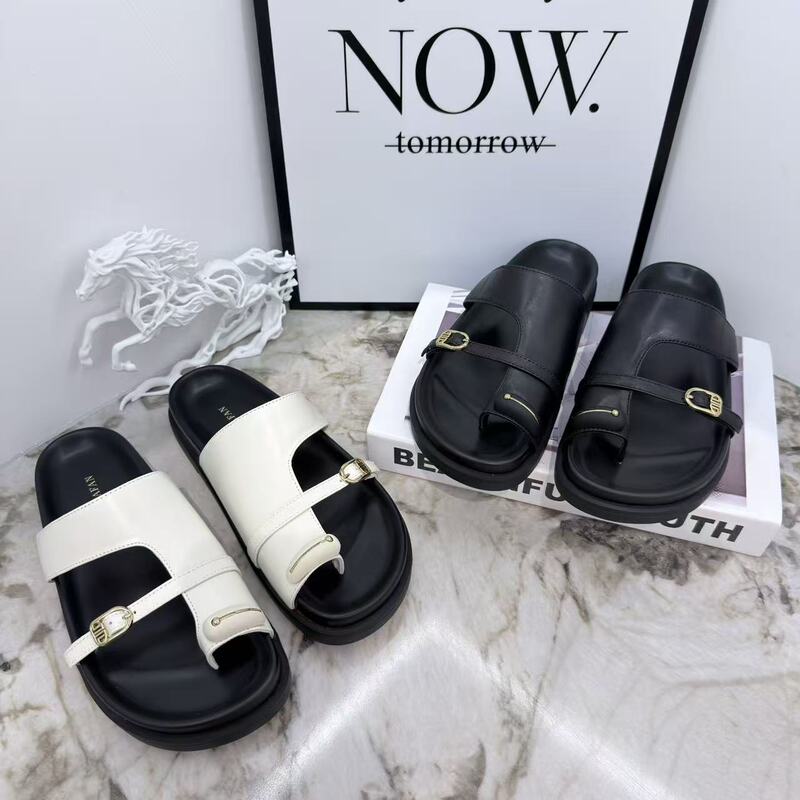 Trendy 88515-1 Women's Summer New Casual Flip-Flops with Flat Sole and Buckle, Versatile and Comfortable