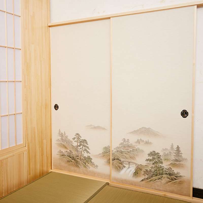 Custom-made Japanese-style Fusma door tatami wardrobe door tatami sylvestris pine push-pull sliding door partition and room wooden door