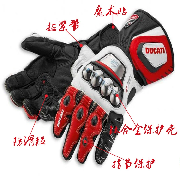 Ducati Full Leather Găng tay xe máy mới Titanium Motorcycle Racing Rider Cưỡi và rơi ấm - Xe máy Rider thiết bị