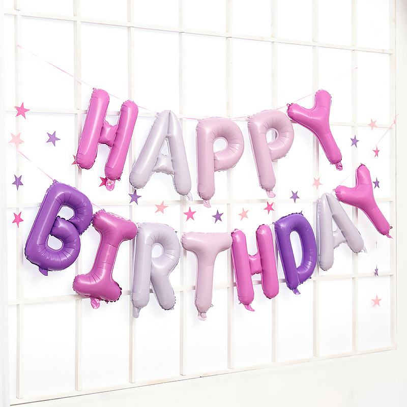 Baby full moon 100 days decoration supplies Children's birthday Adult digital decoration English letters Aluminum film balloon