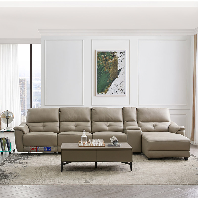 Sesame's first class of cabin aristocratic series brief modern genuine leather combined electric functional sofas up to 10216