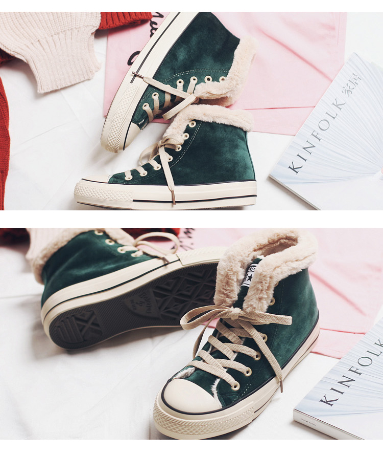 Giày vải nhung nữ cao cấp 2018 mùa thu và giày mùa đông Giày nữ cotton Hàn Quốc Giày lông thú ấm áp đôi giày sinh viên giầy nữ
