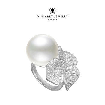 Vincarry 18k gold cultured diamond pearl ring niche light luxury pearl jewelry niche customization