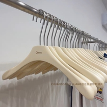 Clothing store clothes hanger beech milk white solid wood clothing support for womens clothing custom-made off-white high-end non-slip trouser clamp rack