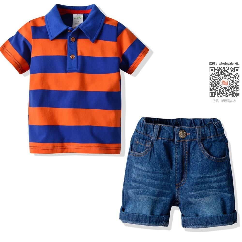 Crown kidings clothing sets t-shirt short 2pcs for boys clothes