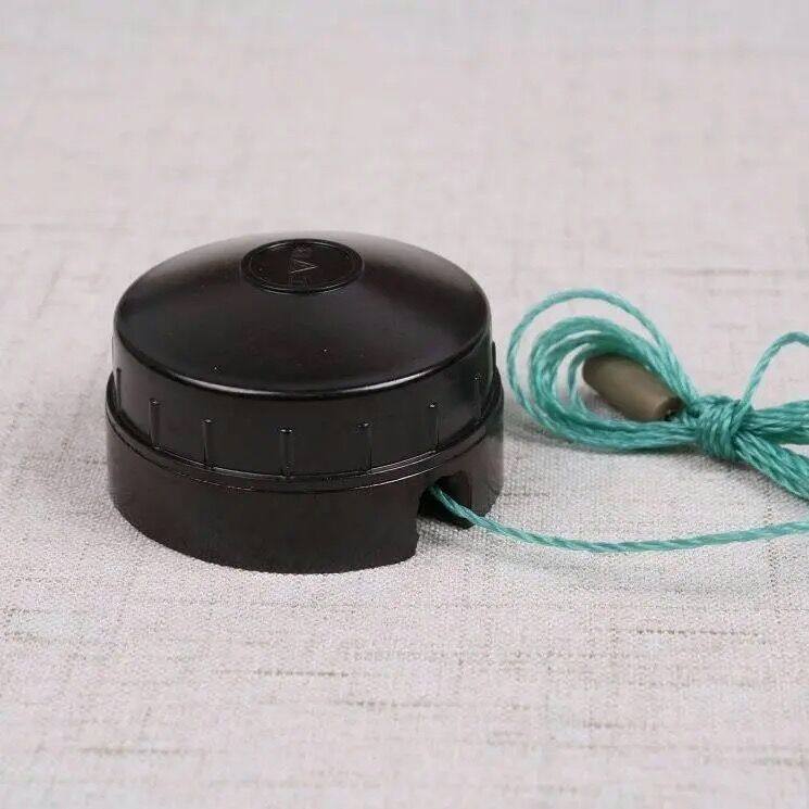 Black retro double control pull wire switch round surface mounted old-fashioned pull rope household light bulb wall hand pull switch