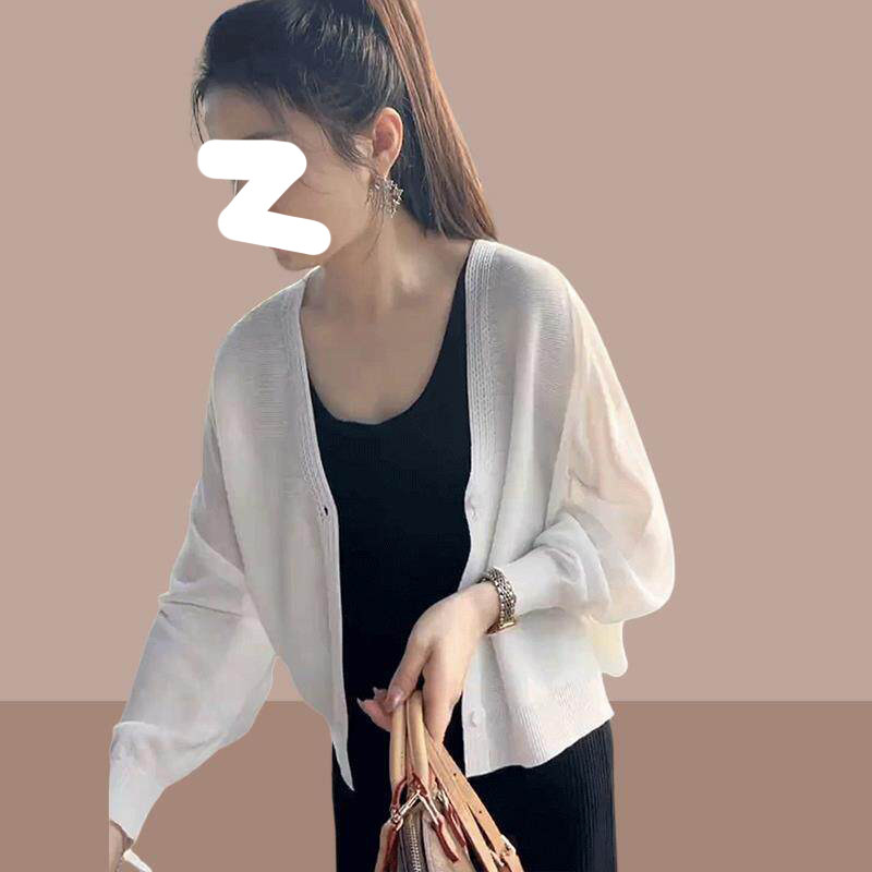防晒冰丝针织薄款透气开衫外套女2026夏季长袖小个子短款披肩上衣
