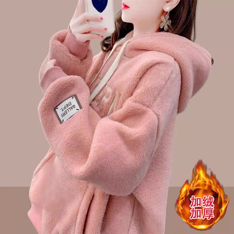Autumn and Winter 2026 New Women's Hooded Sweatshirt for Petite Women, Loose and Stylish Mickey Embroidered Jacket Top Trendy