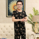 Mùa hè. Mens bông tập thể dục cha váy trung niên mùa xuân và mùa hè quần áo mens lụa pajama symmy mặc bên ngoài bông đơn giản nhân tạo.