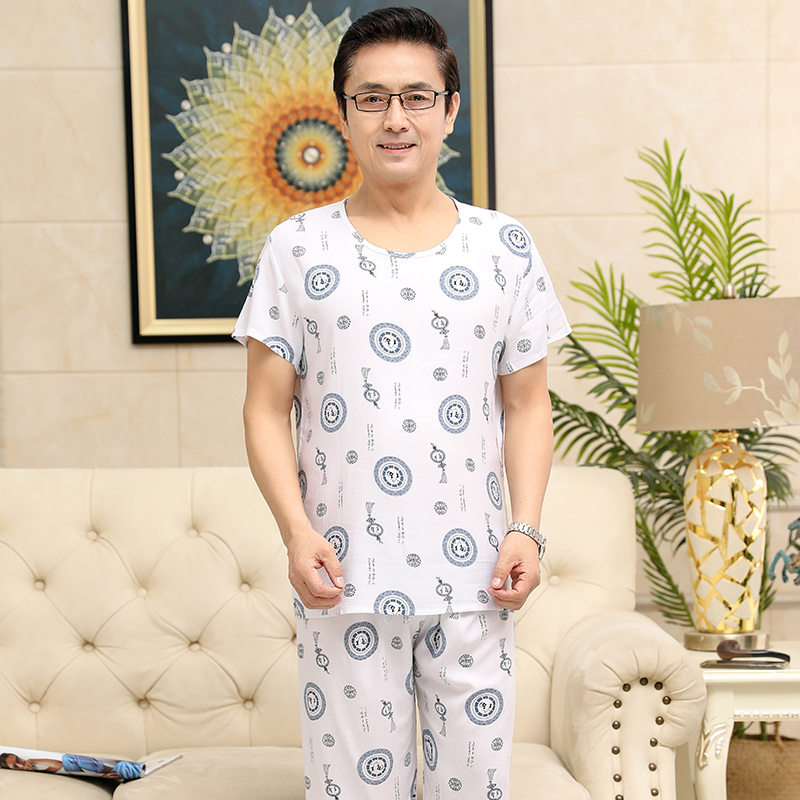 Senior mens bông phù hợp với lụa có thể mặc bên ngoài trung niên hai mảnh thuận tiện grandpa dễ thương mịn quần short giản dị bìa.