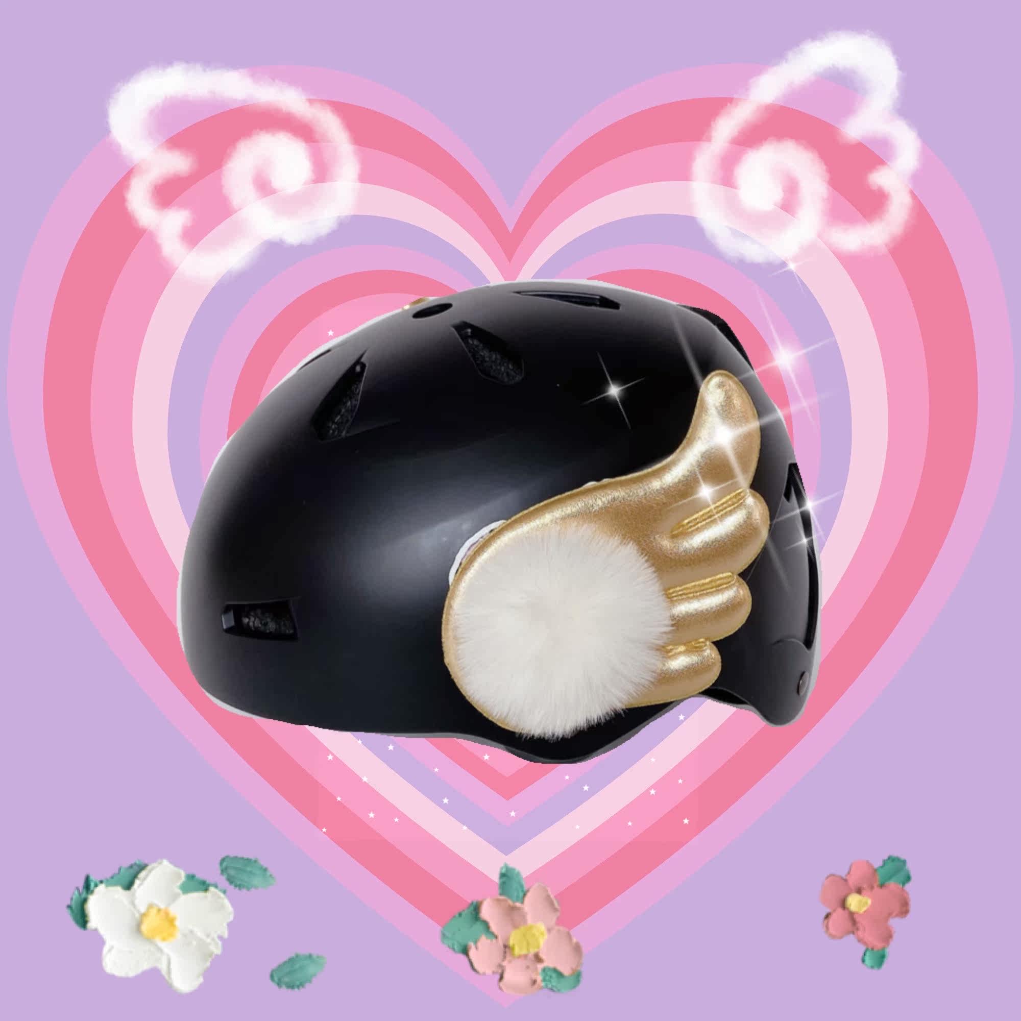 Ski helmet decoration Golden wings plush motorcycle electric motorcycle motorcycle helmet accessories