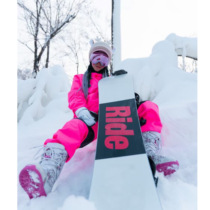 Snowboard suit suit Double board men and women waterproof windproof pullover jacket Phosphor rose red
