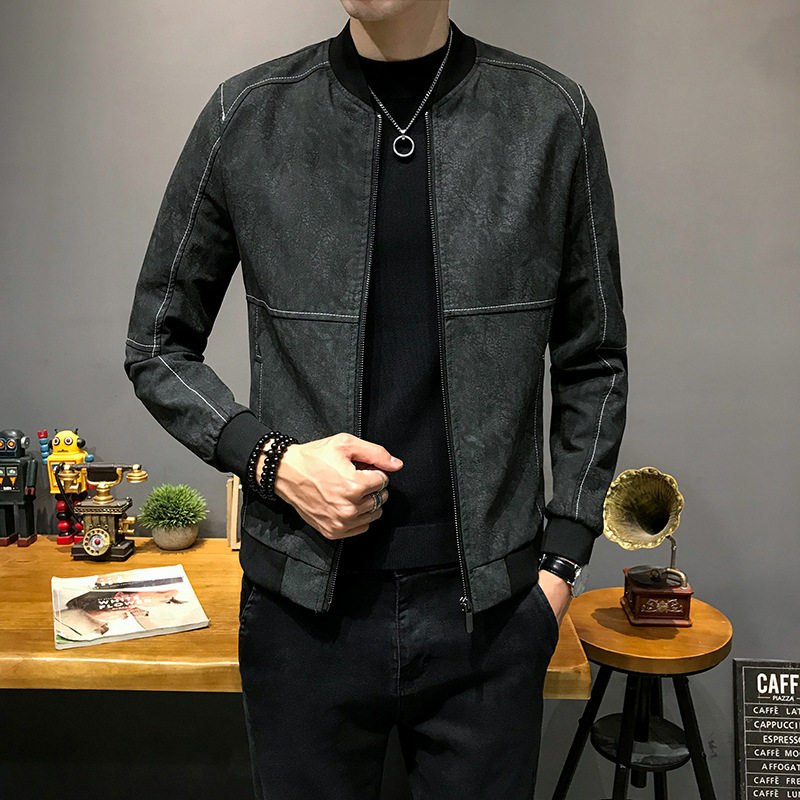 Rich and bird fur coat men's spring autumn style Han version sashimi jacket handsome air trend baseball clothes men's winter casual jacket