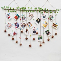 Photo wall decoration self-adhesive Net Red hemp rope wall creative hanging Photo Wall living room grid non-perforated lanyard clip