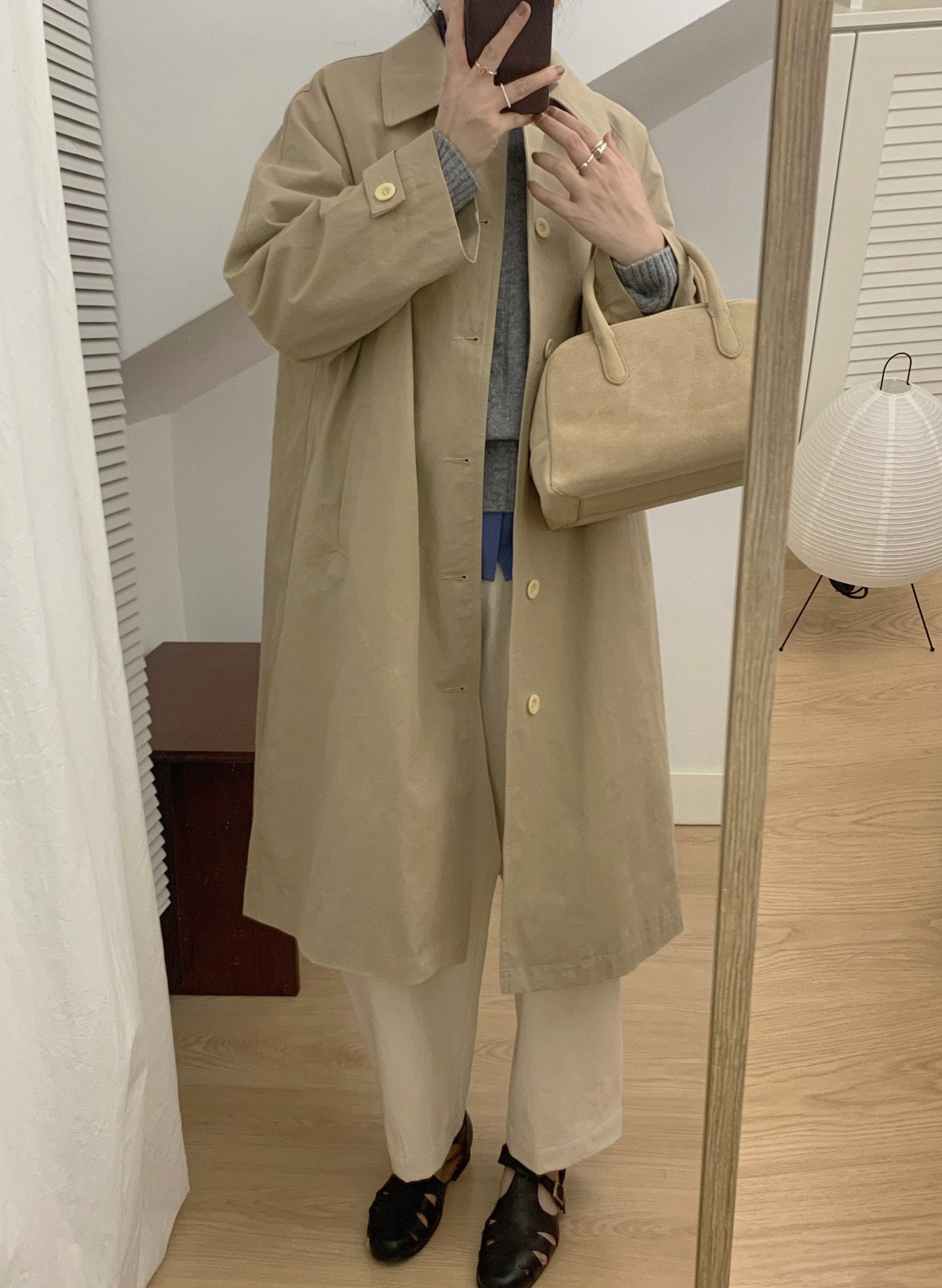 2023 early spring new Korean style Japanese style casual windbreaker jacket single-breasted mid-length tops women's small children