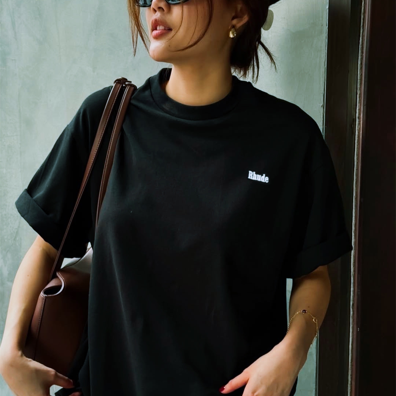 Rhude Classic Logo English Letter Embroider Simple Casual Loose American Short-Sleeved Trendy Brand Couple Versatile T-Shirt Rhude Classic Logo English Letter Embroider Simple Casual Loose American Short-Sleeved Trendy Brand Couple Versatile T-Shirt