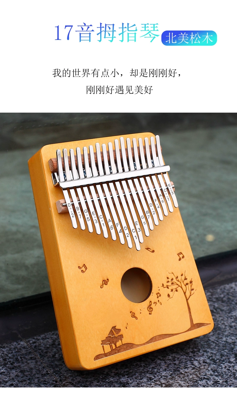 Âm thanh di động 17 giai điệu Kalimba Bắc Mỹ thông ngón tay cái người mới bắt đầu người lớn nhập cảnh nhạc cụ cầm tay - Nhạc cụ phương Tây