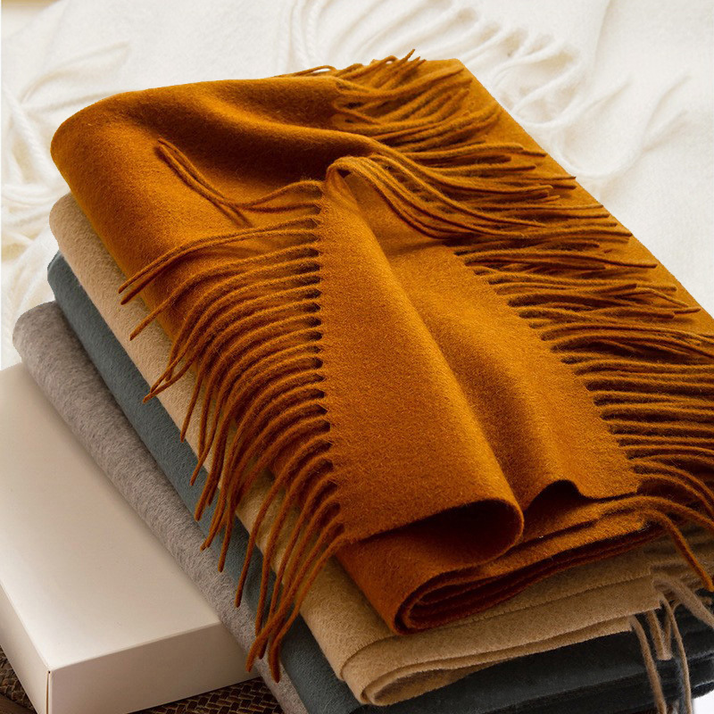 High-End Cashmere Scarf for Women, 100% Pure Cashmere Wool, Winter, Ordos City, Luxurious Feel, Thickened Shawl, Dual-Use